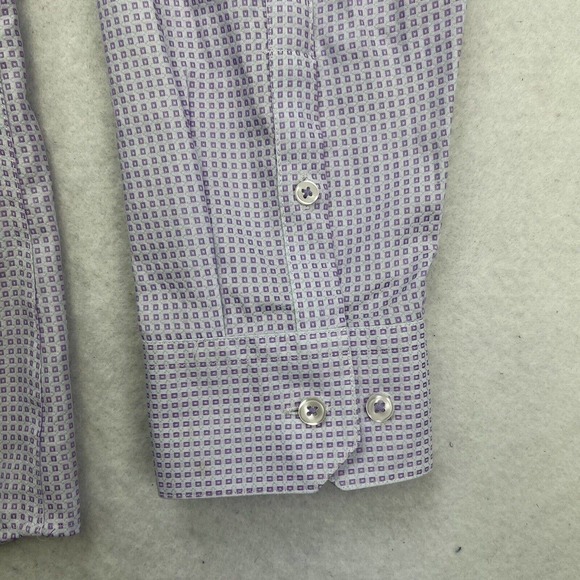 Ryan Seacrest Distinction Dress Shirt Mens 17 36/37 Slim Fit Non-Iron Purple - Picture 6 of 12